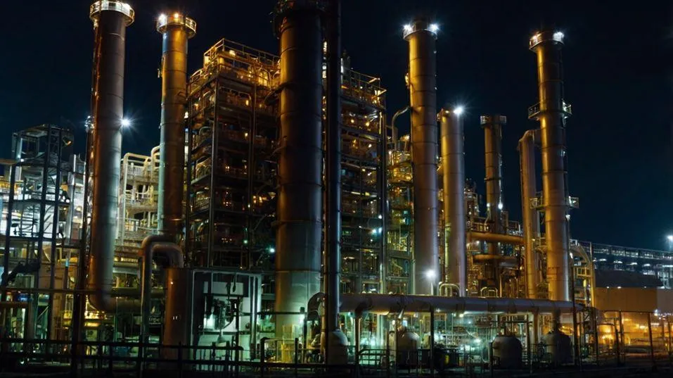 LED explosion-proof lighting in an oil and gas refinery