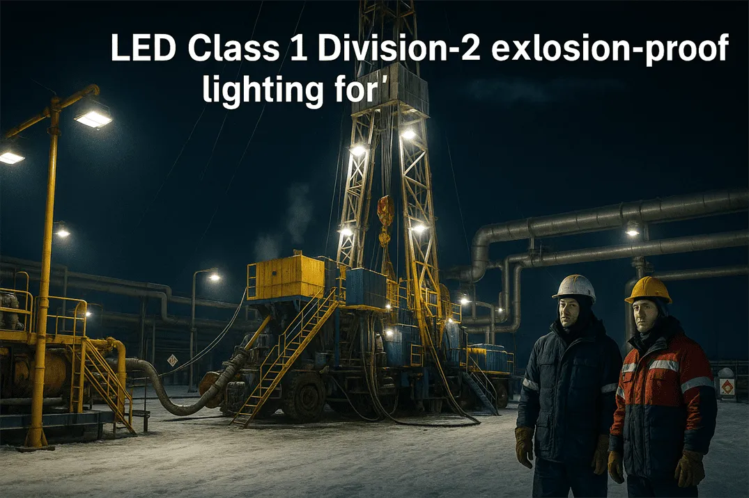 LED Class 1 Division 2 lighting on a cold-region oil field rig
