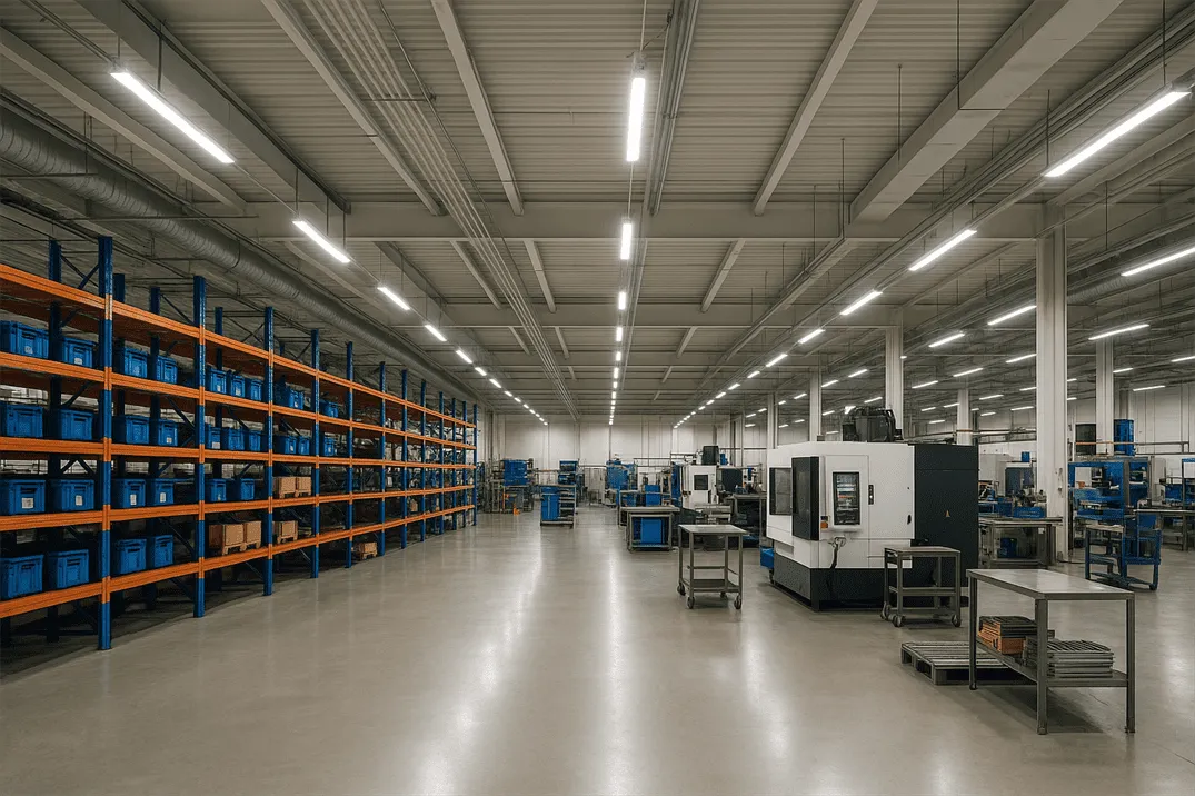 LED-lit industrial facility enhancing visibility and efficiency